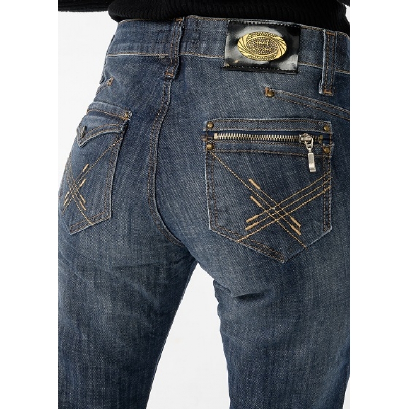 Жіночі джинси напівбатала Omat jeans 9559 сині