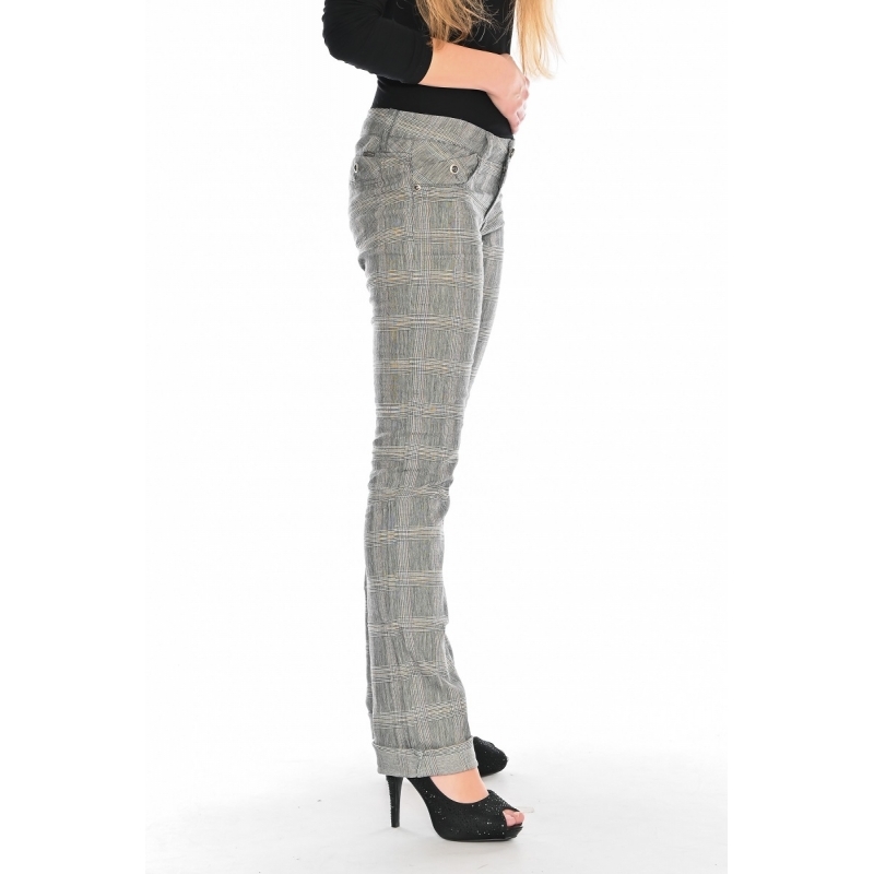 Брюки женские OMAT jeans 9665 Клетка серые