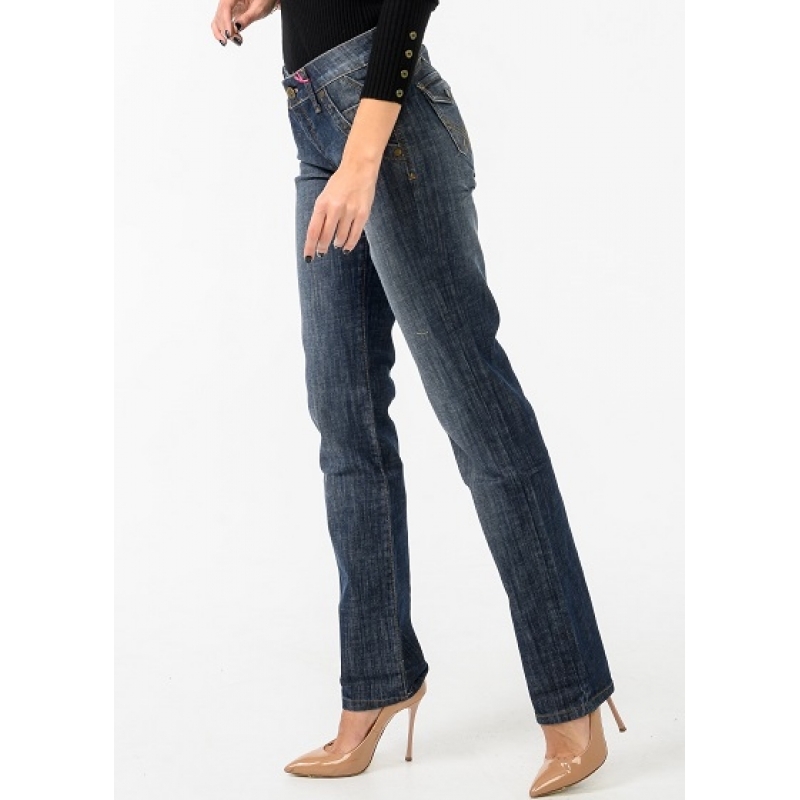 Жіночі джинси напівбатала Omat jeans 9559 сині