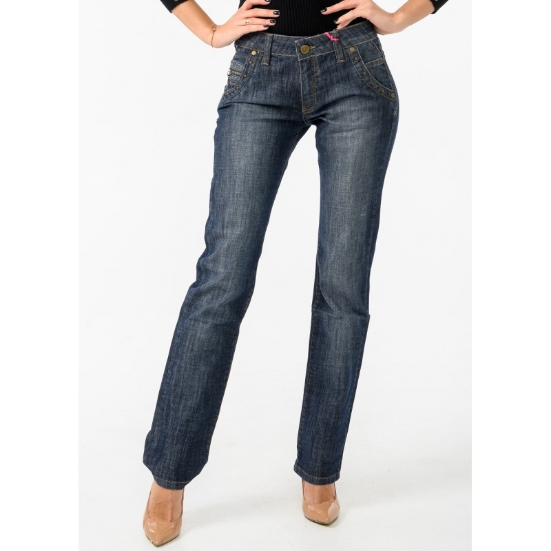 Жіночі джинси напівбатала Omat jeans 9559 сині