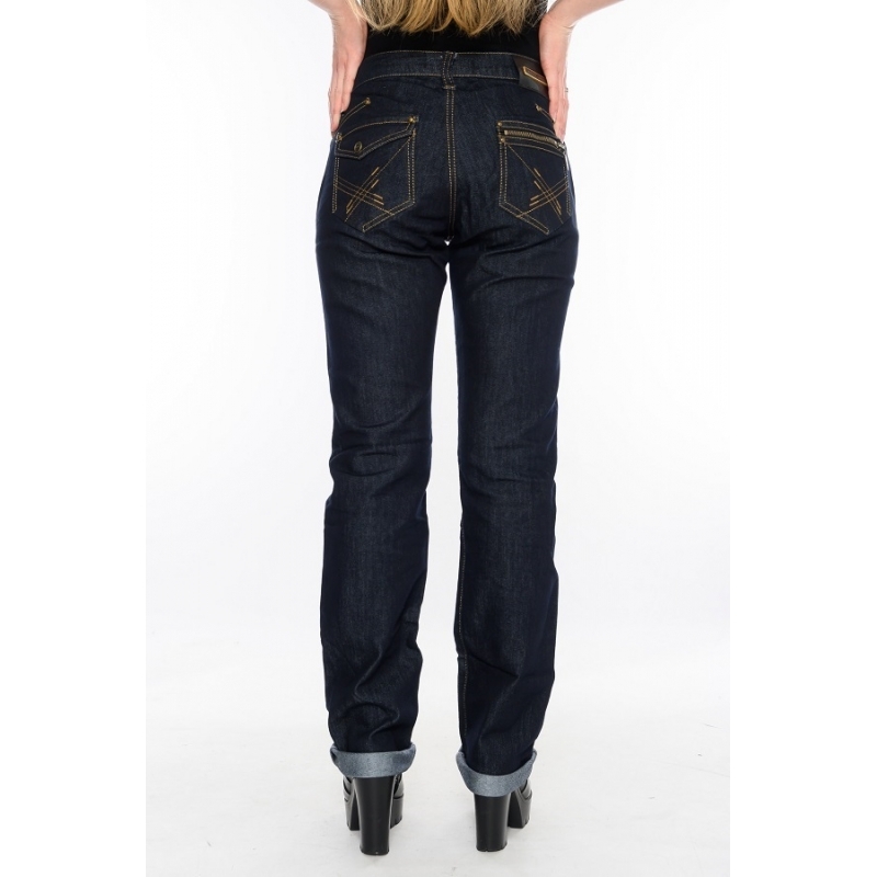 Жіночі джинси напівбатальні Omat jeans 9559 темно-сині