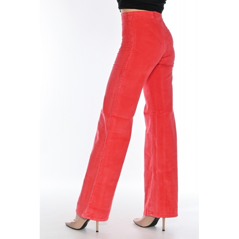 Джинси кльош від стегна вельветові червоні